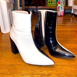 Faux Leather Two Toned Heeled Boots